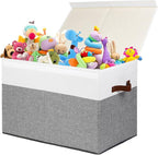 Gowee Large Toy Storage Box with Lid, Sturdy Toys Storage Chest Bin Organizer Basket with Dividers for Kids, Boys, Girls, Nur