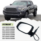 Left Driver side Mirror Fits 2016-2022 Toyota Tacoma With Power Glass, Heated, Turn Signal, Blind Spot Detection and Manual Folding Match to Midnight Black Metallic Replace TO1321350(8Pins)