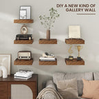 Square Floating Shelves for Wall, 12" W x 12" D x 2" H, 2 Pack of Small Wall Mounted Engineered Wood Shelves with Invisible B