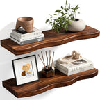 Floating Shelves for Wall, 24 inch Rustic Wooden Floating Shelves, Wall-Mounted Floating Bookshelf, Hanging Shelves with Uniq