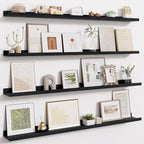 Fun Memories Picture Ledge Shelves Set of 4-48 Inch Shelves with Lip - Large Nursery Bookshelf for Storage - Floating Shelf W