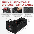 TRUNKCRATEPRO XL Heavy-Duty Trunk Organizer – Reinforced SUV & Truck Cargo Storage with 6 Adjustable Compartments, Non-Slip Base & Securing Straps (Foldable Design, Black)