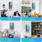 11 Tier Wall File Organizer - Hanging File Organizer with 5 Hooks, Mail Holder Wall Mounted for Papers, Folders, Magazines, B