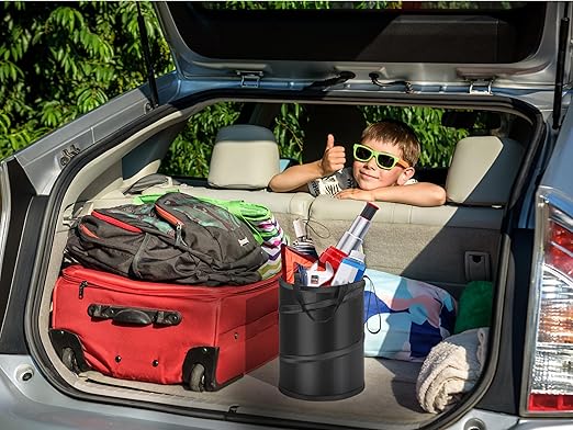 Ginsco 2Packs 4 Gallons New Leakproof Car Trash Can, Large Trash Can Pop-up Collapsible Hanging Car Trash Bin, Waterproof PEVA Liner Open-Top Garbage Can for Home Office Camping