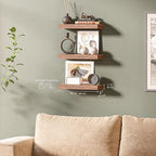 Ballucci Floating Shelves, 16" Wood Wall Shelf Set of 3, Invisible Brackets Floating Shelf for Wall Decor Living Room, Bathro