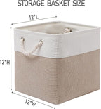MidmmVick 12 x 12 Inch Cube Storage Bins, 6 Pack Large Collapsible Fabric Storage Bin with Ropes, Foldable Storage Cubes for 