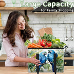 Reusable Grocery Bags Heavy Duty Shopping Bags Foldable Large Tote Bags with Long Handles & Hard Bottom