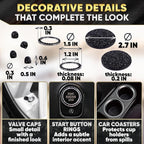 Black Bling Car Accessories Set - 27 Pieces Car Interior Kit with Rhinestone Steering Wheel Cover, Diamond License Plate Frame, Phone Holder, Coaster & Hook, Great Gift for Drivers