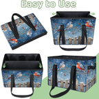 Reusable Grocery Bags Heavy Duty Shopping Bags Foldable Large Tote Bags with Long Handles & Hard Bottom