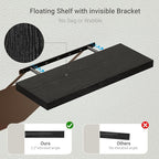 Vivelove Black Floating Shelves for Wall Mounted, 24 inchs x 9.1” Deep x 1.6” Thick Wall Shelves for Bedroom, Living Room, Ba
