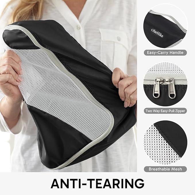 ALL INCLUDED 10 Set Durable Packing Cubes for Suitcases,OlarHike Essentials for Travel,UPGRADED Anti-Tear Stitching, NEW Impr