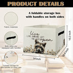 Rustic Raccoon Storage Bins & Boxes with Handles, Farmhouse Raccoon Foldable Basket for Organizing, Live Like Someone Left th