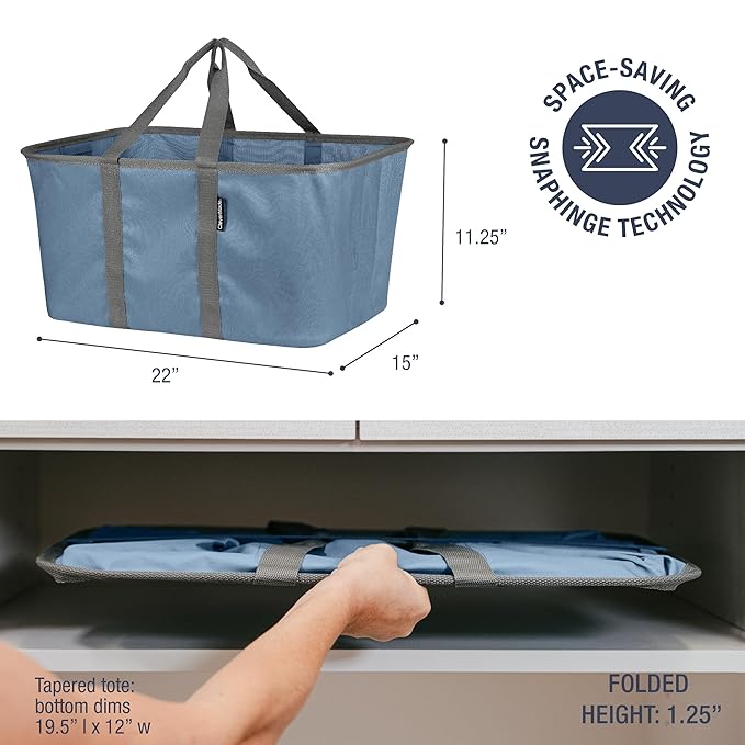 CleverMade Collapsible Laundry Tote 2-Pack (50L) – Foldable Carry-All Storage Bin for Laundry, Car Trunk, RV, Dorm & Home Org
