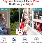 One Way Privacy Window Film Sun Blocking, Heat Blocking Window Tint for Home See Out But Not in, Static Cling & Anti UV, Black-Silver,35.4 Inch x 78.74 Inch