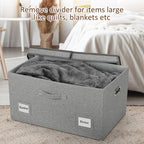 Graciadeco 75 Quarts Extra Large Decorative Storage Bins with Lids, 1 Pack Gray Collapsible Storage Bins with Lids, Stackable