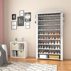 ROJASOP 10 Tier Shoe Rack with Covers Large Capacity Stackable Tall Shoe Shelf Storage for 50-55 Pairs Shoe and Boot, Sturdy 