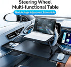 Car Steering Wheel Desk Table for Chevy Silverado 2500 HD 2025 2024 2023, Auto Desk for Work Hooks onto Most Vehicle Steering Wheels Multipurpose Travel Accessories