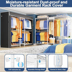 Ulif E12C Pro Heavy Duty Closet Organizer System，Freestanding Clothing Racks for Hanging Clothes，Adjustable Garment Rack 71"W