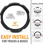 Goodyear Bus and Truck Steering Wheel Cover (18 INCHES) – Semi Truck, Vegan Leather Grip, Non-Slip, Comfortable, Heavy-Duty P
