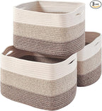 ICERZCZ Storage Baskets for Organizing Shelves, Woven Cotton Rope Bins for Baby Nursery Organization, Book Toy Towel Organize