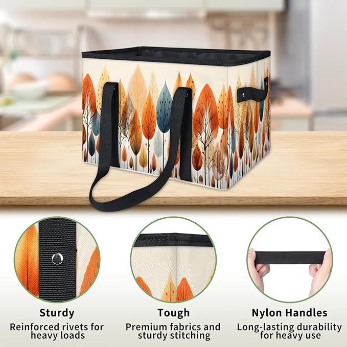 Reusable Grocery Bags Heavy Duty Shopping Bags Foldable Large Tote Bags with Long Handles & Hard Bottom