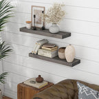 Marsmiles 30 Inch Floating Shelves for Wall - Rustic Grey Wood Floating Shelves Set of 2-30 Inch Wide x 7.7 Inch Deep x 1.6 I