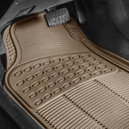 FH Group Climaproof™ Trimmable Non-Slip Vinyl Floor Mats Full Set - Universal Fit for Cars Trucks and SUVs (Beige) F11306 + F16400