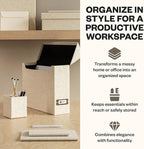 Bigso Lovisa Fiberboard Document Storage Box with 12 Folded Files for A4 and Letter Size Papers - Durable File Organizer Box 