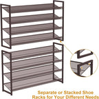 Large Shoe Rack 8 Tier Shoe Organizer, Heavy Duty Metal 4-Tier Stackable Shoe Storage Vertical Shoe Rack for Closet Front Doo