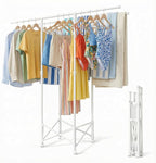 Clothes Drying Rack, Double Rod Extendable 33.1–56.7 Inches, No Assembly & Foldable Clothing Rack for Hanging Clothes with Wh