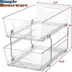 Simple Houseware 2 Tier Basket Drawer Cabinet Pull-Out Organizer, Clear