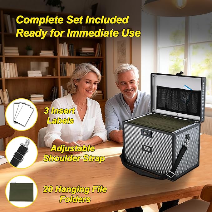 File Storage Cabinet File Organizer Document Organizer File Box in Office and Home with Combination Lock with 20 Letter Size 