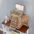 Emfogo Standing Jewelry Armoire, 7 Drawers & 2 Side Doors Jewelry Amoire Cabinet Standing with Top Flip Makeup Mirror, Jewelr