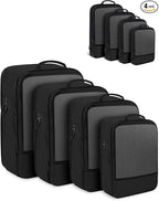 4 PCS Set Compression Packing Cubes for Travel, Lightweight Packaging Organizer Bags for Carry On Space Saving, Travel Essent