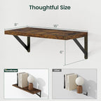 Floating Shelves, 8 Inch Deep Rustic Wood Wall Storage, 16W x 8D Wall Shelves Set of 2, Heavy Duty Metal Brackets, Industrial