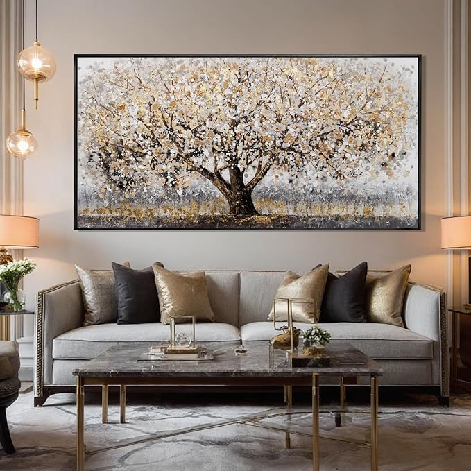Brown and White Framed Wall Art Floral Wall Prints Botanical Wall Decor Nature Wall Posters 24"x48" Pictures for Bedroom Kitc