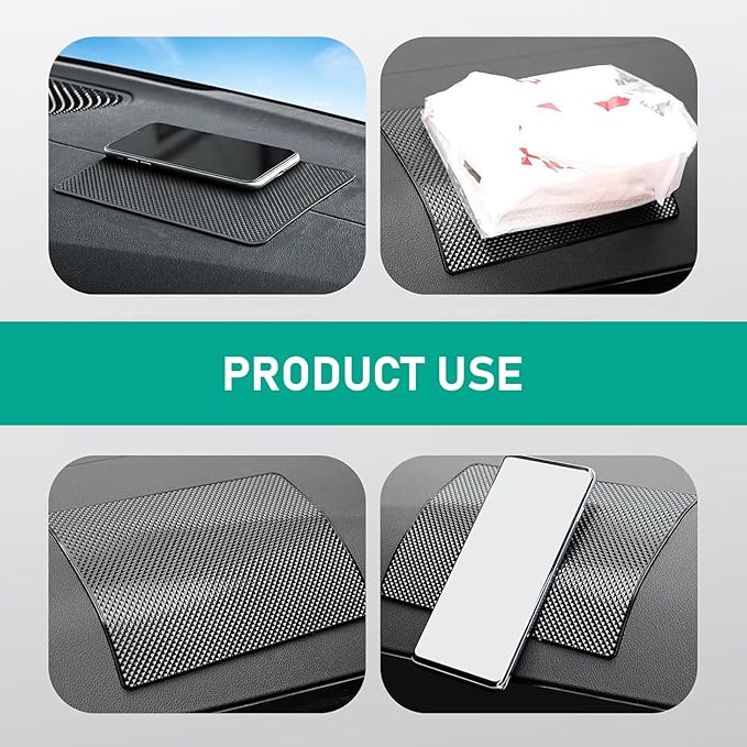 leechio 2 PCS Car Dashboard Anti-Slip Mat, 10.63" x 5.9" Grid Anti Slip and Heat-Resistant Instrument Dash Mat, Dashboard Acc