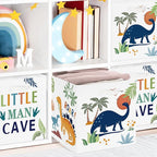 Clastyle 3 pcs Dinosaur Cube Storage Unit Boxes Volcano Kallax Box for Shelves Parents Storage Baskets for Book Clothes Toy O