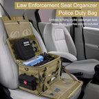 Patrol Bag Law Enforcement Police Gear Bag, Car Front Seat Organizer Tactical Officer Duty Bags, Police Car Accessories for Passenger Seat, Multiple Compartment Removable Shoulder Strap, khaki