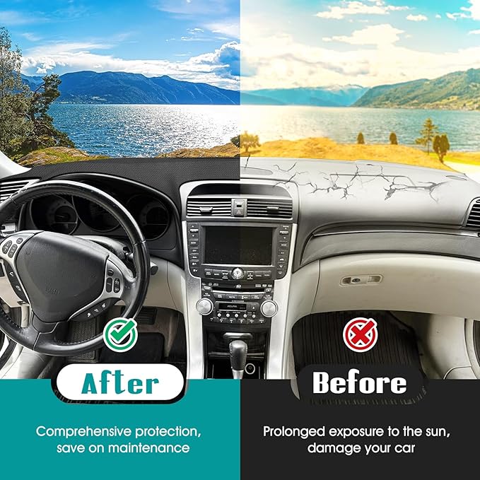 FIILINES Dash Cover for 2004-2008 Acura TL, Dashboard Mat Accessories Dash Cover Sunshade Nonslip Mesh Protector No Glare Bla