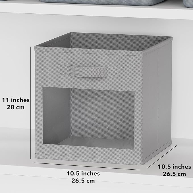 SpaceAid Storage Cubes with Clear Windows, Set of 6 Fabric Bins, 11 Inch Foldable Baskets Boxes for Closet, Cubby Shelf or Cu