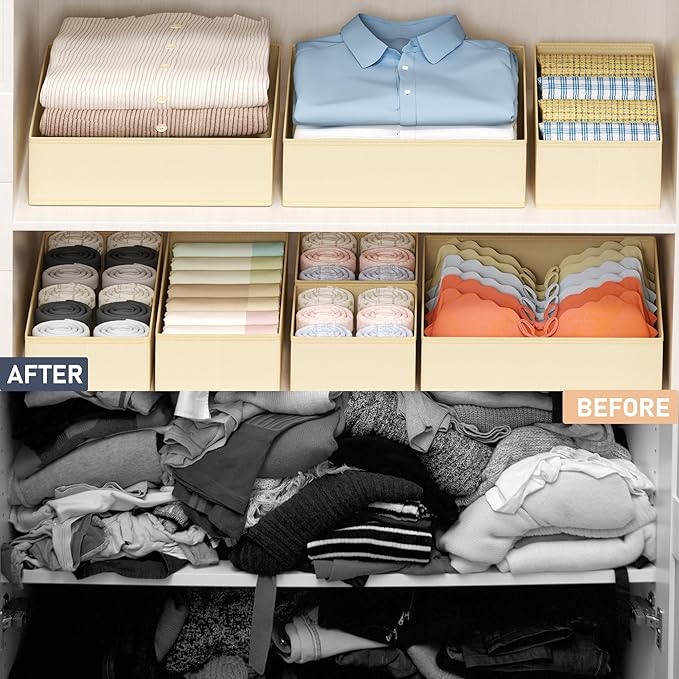 DIMJ Drawer Organizer Clothes - 18 Pack Closet Drawer Organizer Bins for Baby Clothes Storage, Fabric Dresser Organizer for N