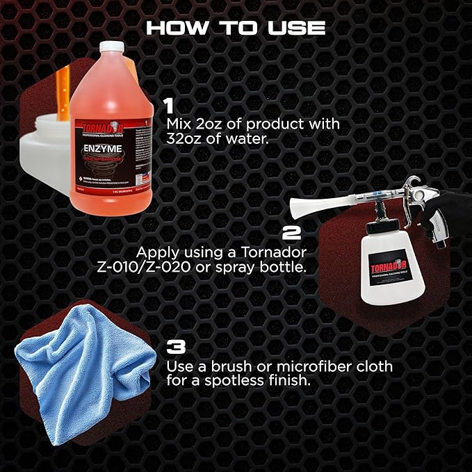 Tornador TC-Enzyme Multi-Purpose Cleaner – 1 Gallon | Enzyme Interior Cleaner for Carpet, Upholstery, Car Detailing Car Clean