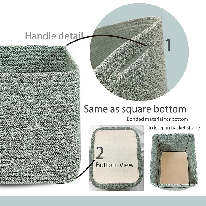 COMFY-HOMI 3Pack Small Woven Cotton Rope Basket for Organizing, Gift Baskets for Handles, Empty Gift Baskets, Medium Rope Bas