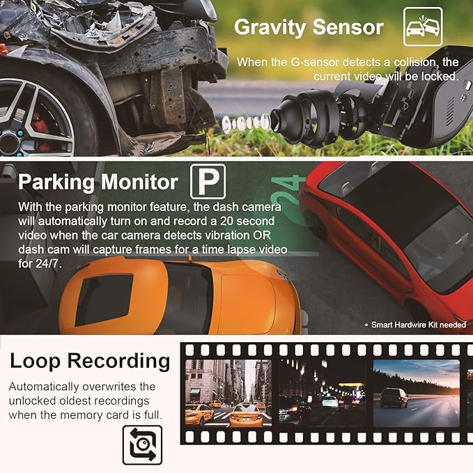 REXING V1 - 4K Ultra HD Car Dash Cam 2.4" LCD Screen, Wi-Fi, 170° Wide Angle Dashboard Camera Recorder with G-Sensor, WDR, Lo