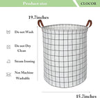 CLOCOR Collapsible Round Laundry Hamper/Large Storage Basket/Toys Bin/Boys and Girls Hamper/Room Decor (White check)