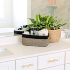 NaturalCozy 13.5”x8.5”x5.5” Rectangle Storage Baskets for Shelves 3 Pack | Cotton Rope Woven Small Baskets for Organizing | S