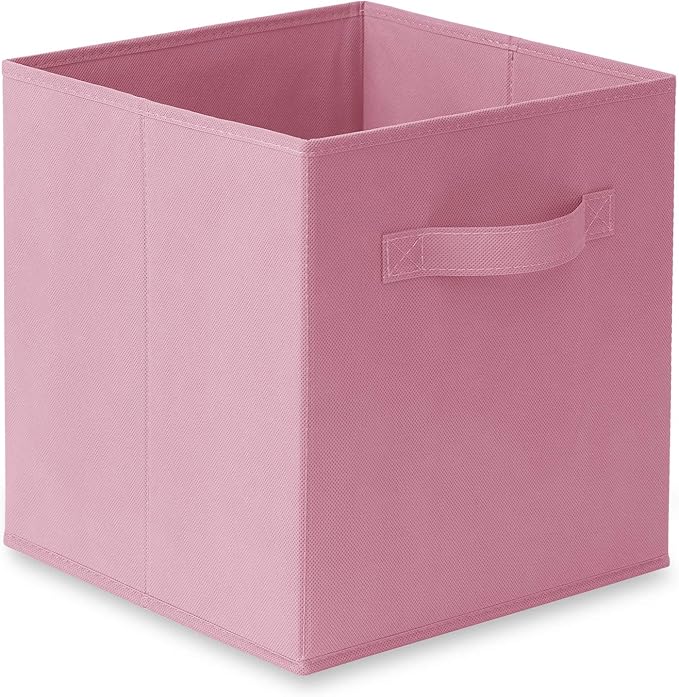 Casafield Set of 6 Collapsible Fabric Cube Storage Bins, Light Pink - 11" Foldable Cloth Baskets for Shelves, Cubby Organizer