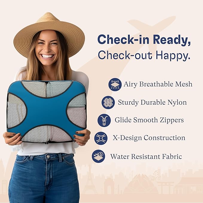 Shacke Packing Cubes for Travel 5 Set - Premium Luggage Organizer Bags - Versatile Travel Organizer for Women and Men - Optim