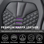 Coverado Car Seat Covers Front Seats, Nappa Leather Black&Purple Car Seat Cover, Automotive Seat Covers, Waterproof Driver Se
